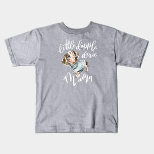 Dapple Doxie Mama, Chocolate in Blue Kids T-Shirt